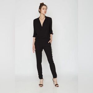 Elle Sequin Trim Jumpsuit in Black